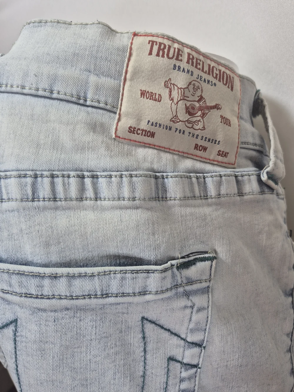 True Religion Mens Pale Blue Relaxed Straight Jeans